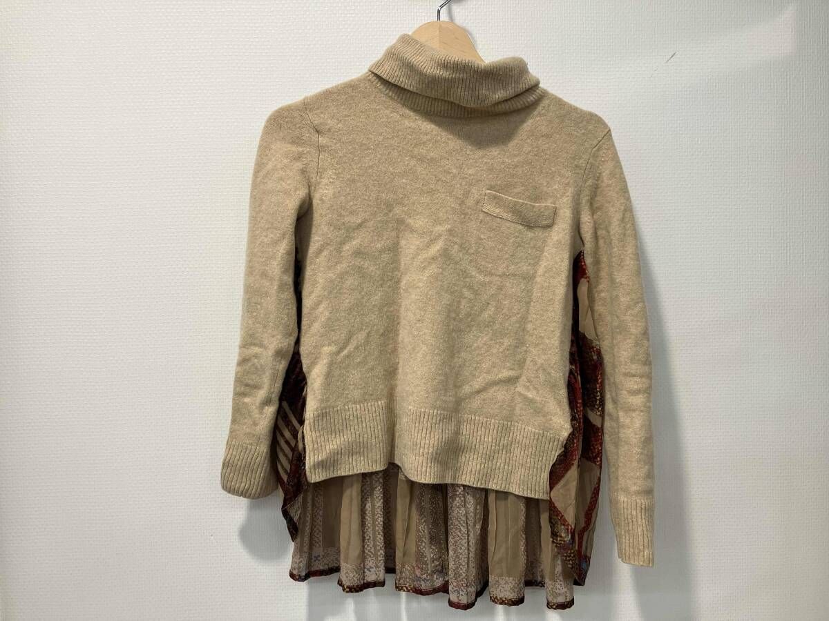 sacai サカイ ドッキングニット size:1 18-03942 ベージュ 毛