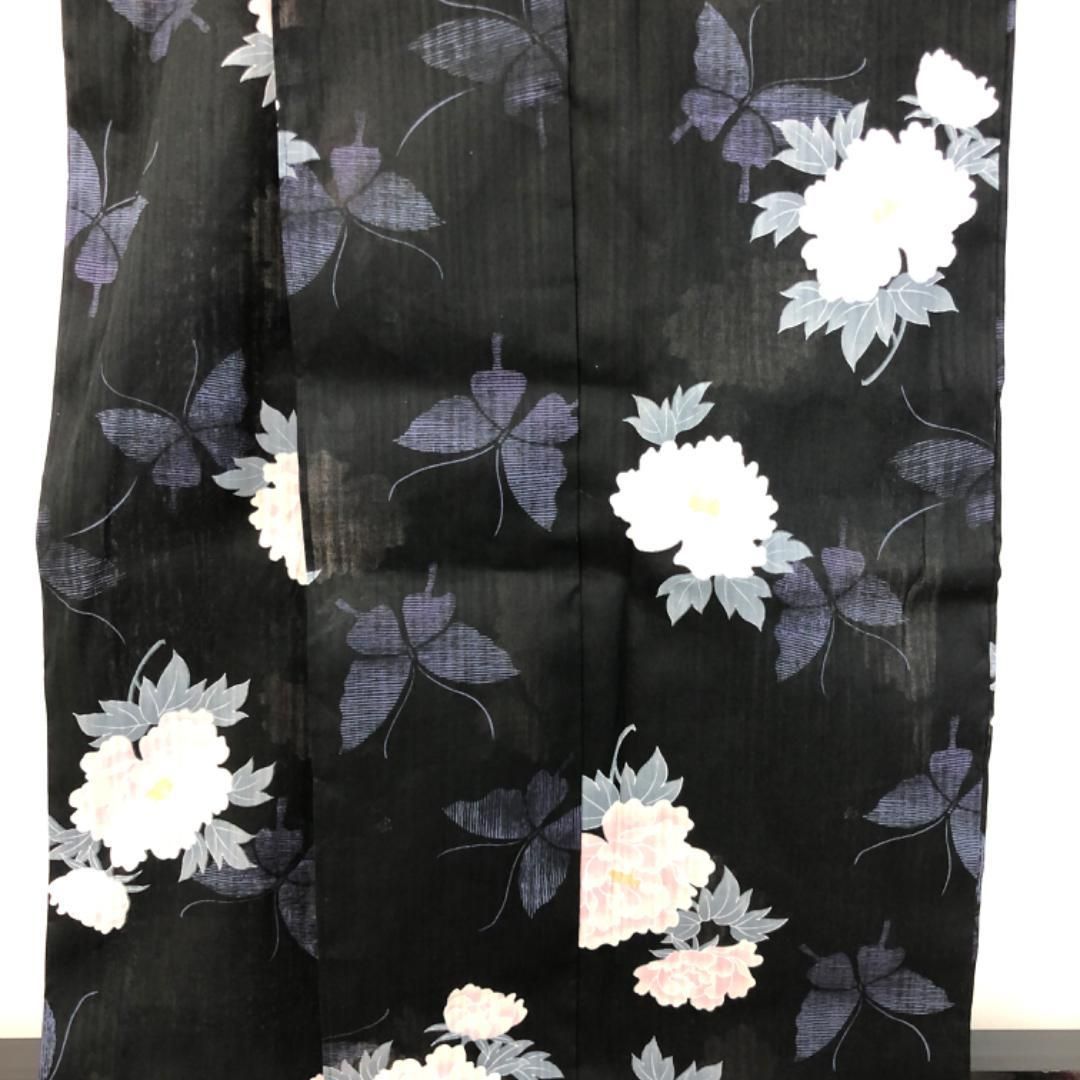 夏着物 浴衣 牡丹の花模様 蝶々 黒色 K-5134 夏着物 浴衣 牡丹の花模様 蝶々 黒色 K-5134 - メルカリ