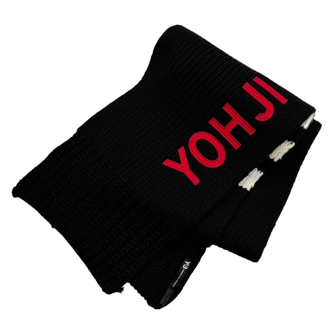 YOHJI YAMAMOTO ヤマモトヨウジ adidas アディダス ニットマフラー 黒 ロゴ入り Y-3 ニット メンズ