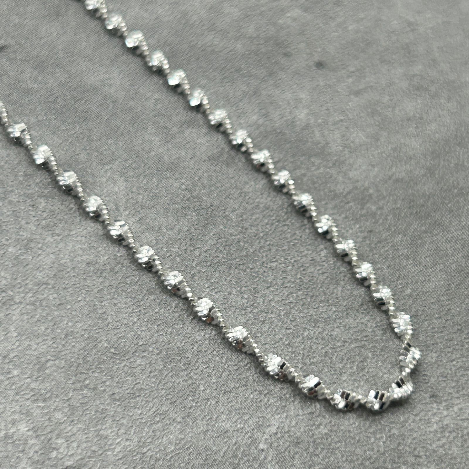 イタリア製 シルバー925 Sterling ツイストチェーンネックレス/軽研磨