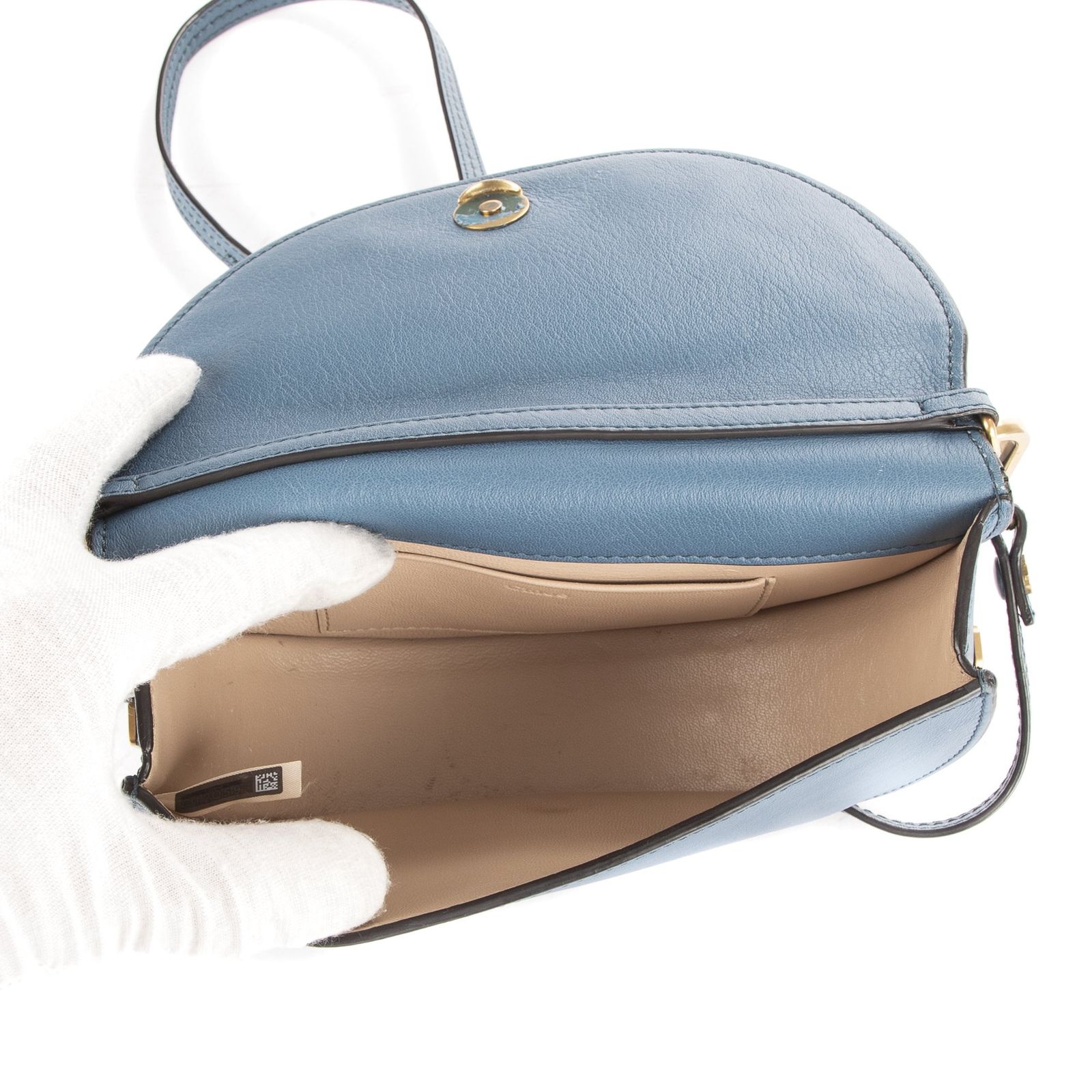 CHLOE クロエエルシー ショルダーバッグ青カーフスキンレザーA 【公式 