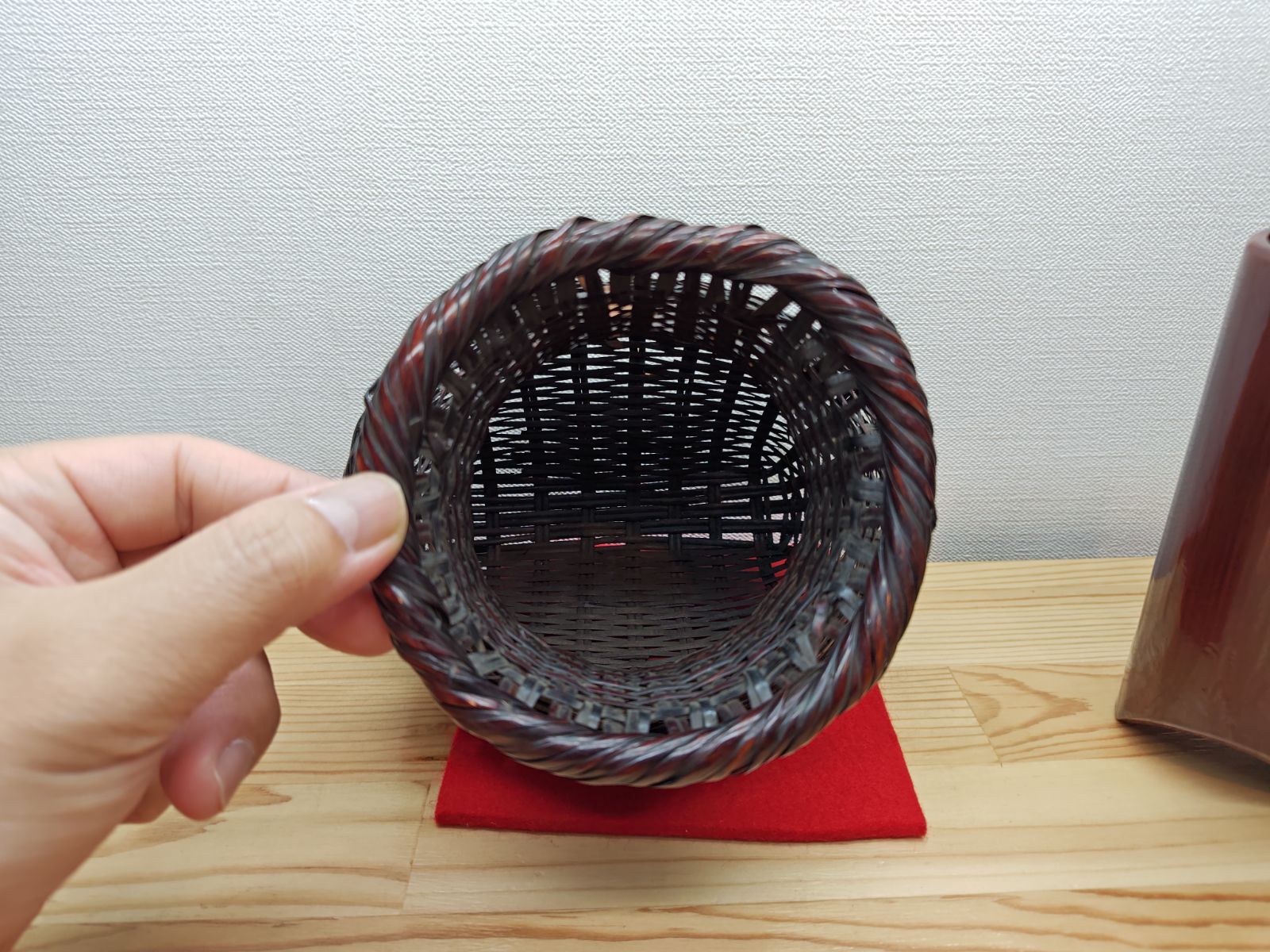 茶道具 竹籠 瓢形 花入 鈴木竹朋斎 共箱 竹工芸 茶会