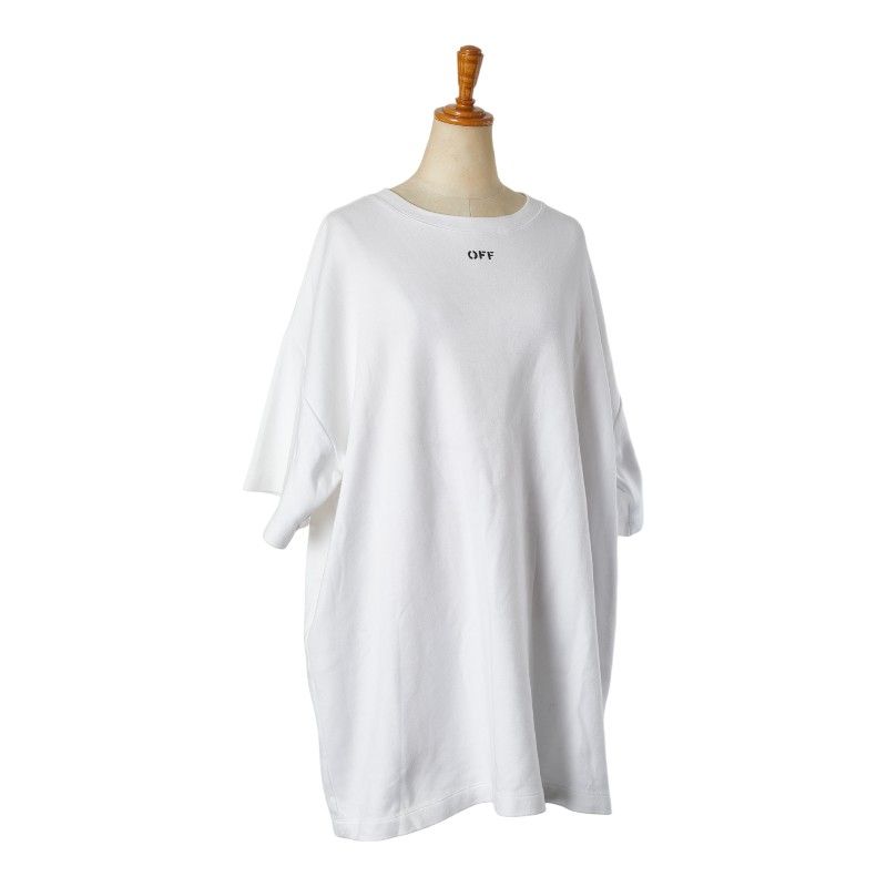 オフホワイト ロゴプリント オーバーサイズTシャツ サイズ 38 ホワイト ブラック コットン メンズ OFF-WHITE 1-0201492