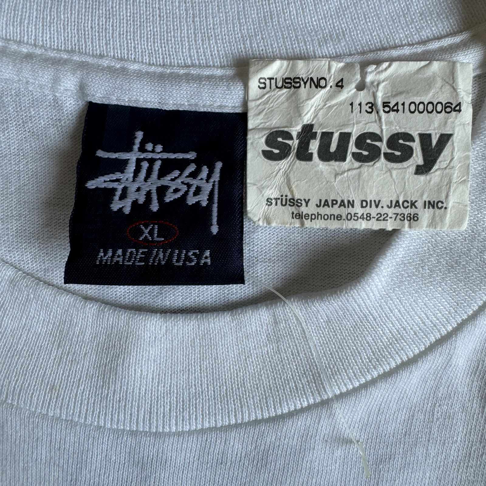 90s STUSSY n4 ロゴ プリント Tシャツ XLサイズ 紺タグ MADE IN USA