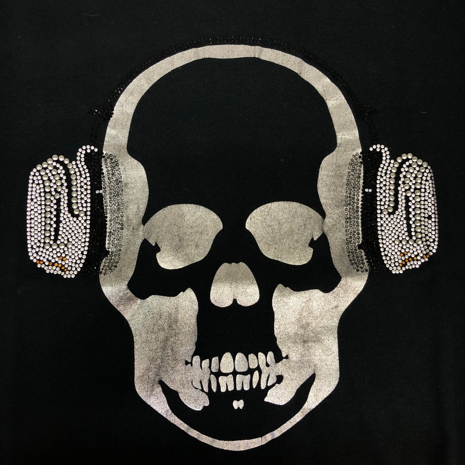 *LPF *ルシアンペラフィネ Tシャツ スカル ヘッドフォン lucien pellat-finet ルシアンペラフィネ Rhinestone Headphones