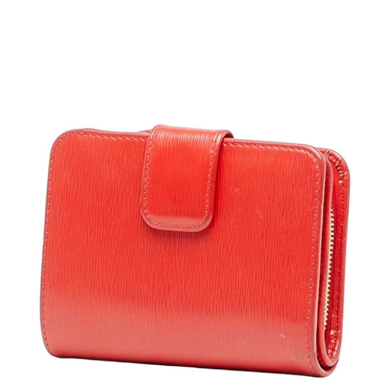 プラダ L字ファスナー 二つ折り財布 レッド レザー レディース PRADA 228-34631
