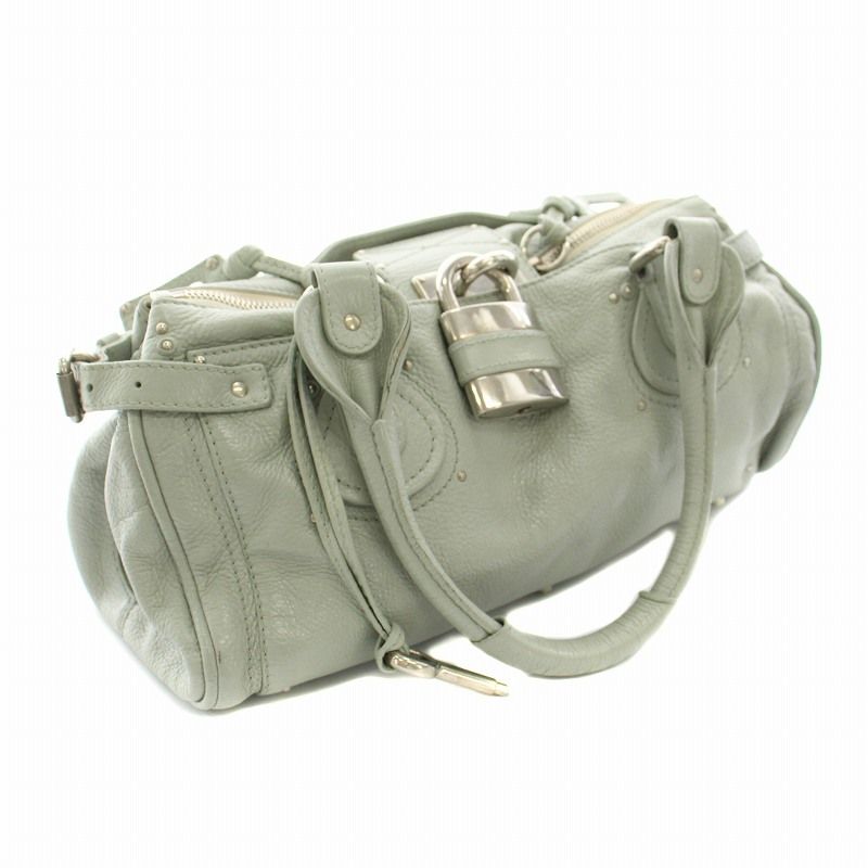 クロエ CHLOE パディントン ハンドバッグ レザー 南京錠 水色