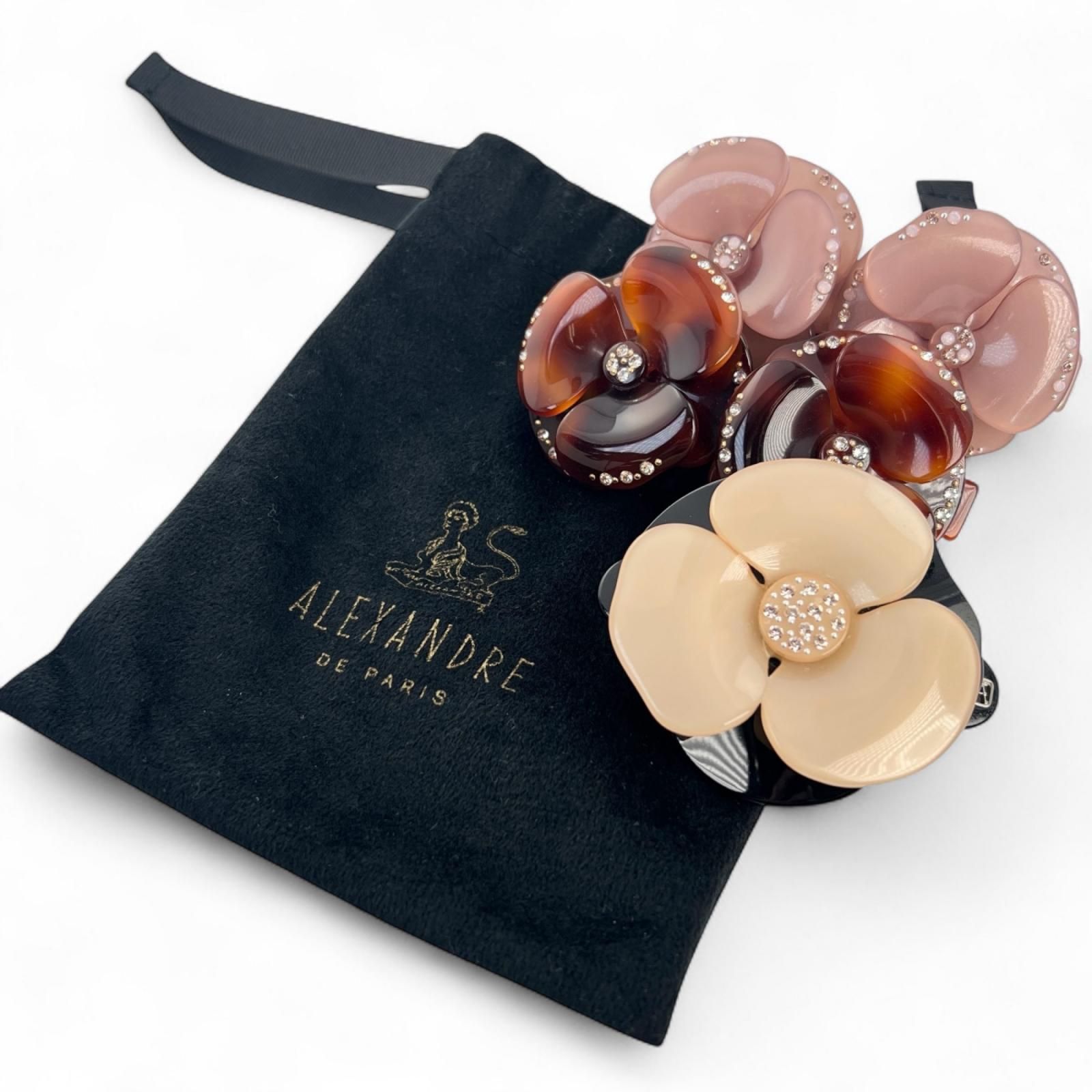 ▲ALEXANDRE DE PARIS アレクサンドル ドゥ パリ 3個セット バレッタ マルチ 保存袋付き フランス製 重量100g レディース