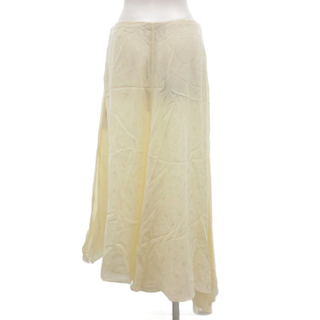 フェンディ FENDI ロングスカート ミモレ アシメ 絹 シルク ロゴ 総柄 42 アイボリー JS GY19