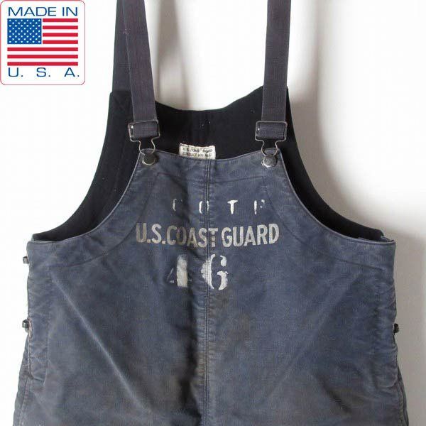 40s 実物 米軍 USCG N-1 フック金具 オーバーオール 紺系 M デッキパンツ アメリカ沿岸警備隊 ビンテージ D150-25-0050ZTW
