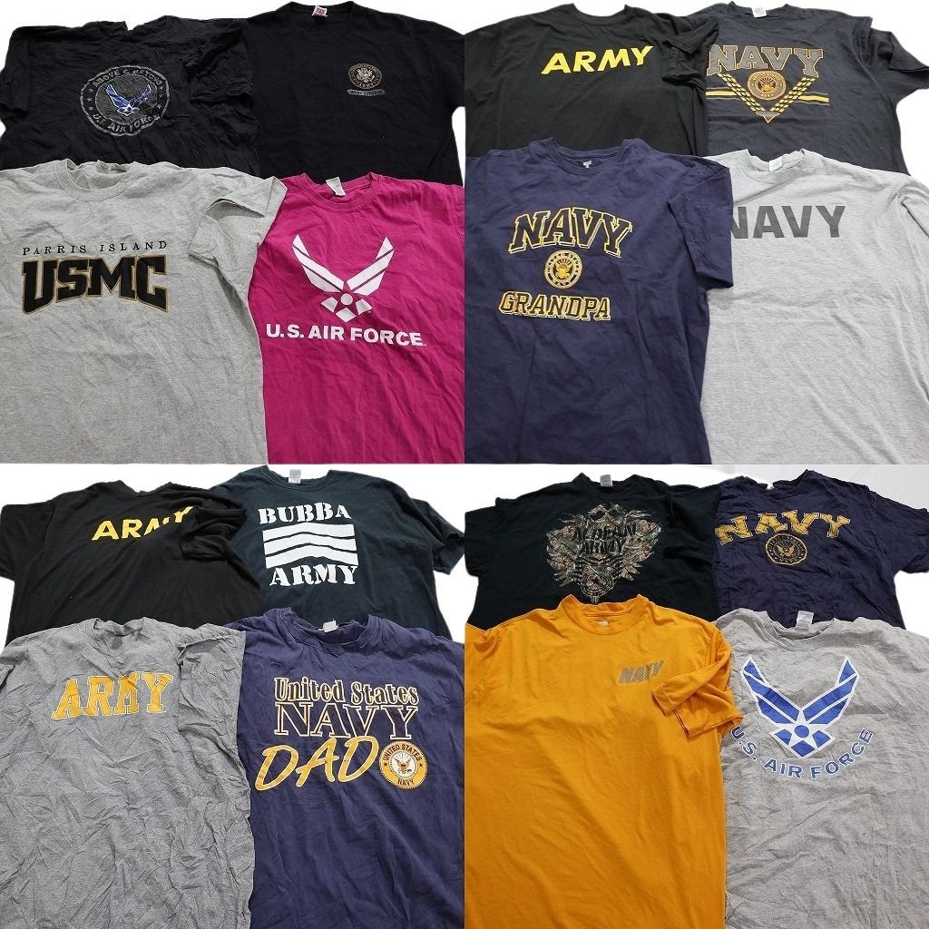 古着卸 ミリタリー 半袖Tシャツ 16枚セット メンズ 2XL リアルツリー NAVY エアフォース ワンポイント 古着 NA1851