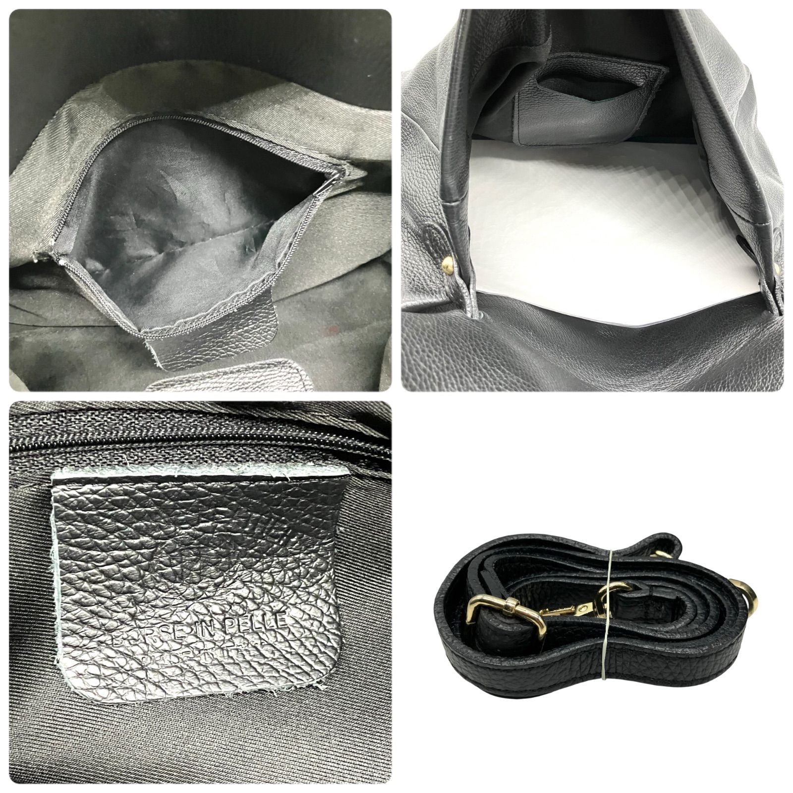 ASHELEN ハンドバッグ 2way ターンロック レザー 黒 1364 - メルカリ