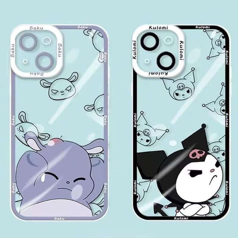 新品　サンリオ バク iPhone14Pro Max 用 ケース カップル クリア 保護カバー かわいい スマホケース ［透明 軽薄型 ワイヤレス充電対応 レンズ保護 ストラップホール付き］ 6.7インチ ケース ア