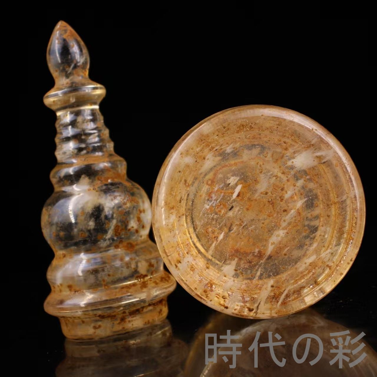 中国古美術 清代 水晶 舎利塔 描金 佛教無上金剛舍利 骨董品 古玩 極細