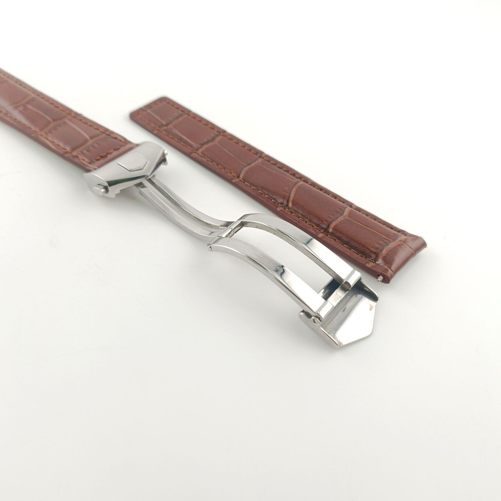 19mm 腕時計 レザー ベルト ブラウン 茶 Dバックル 【対応】タグ