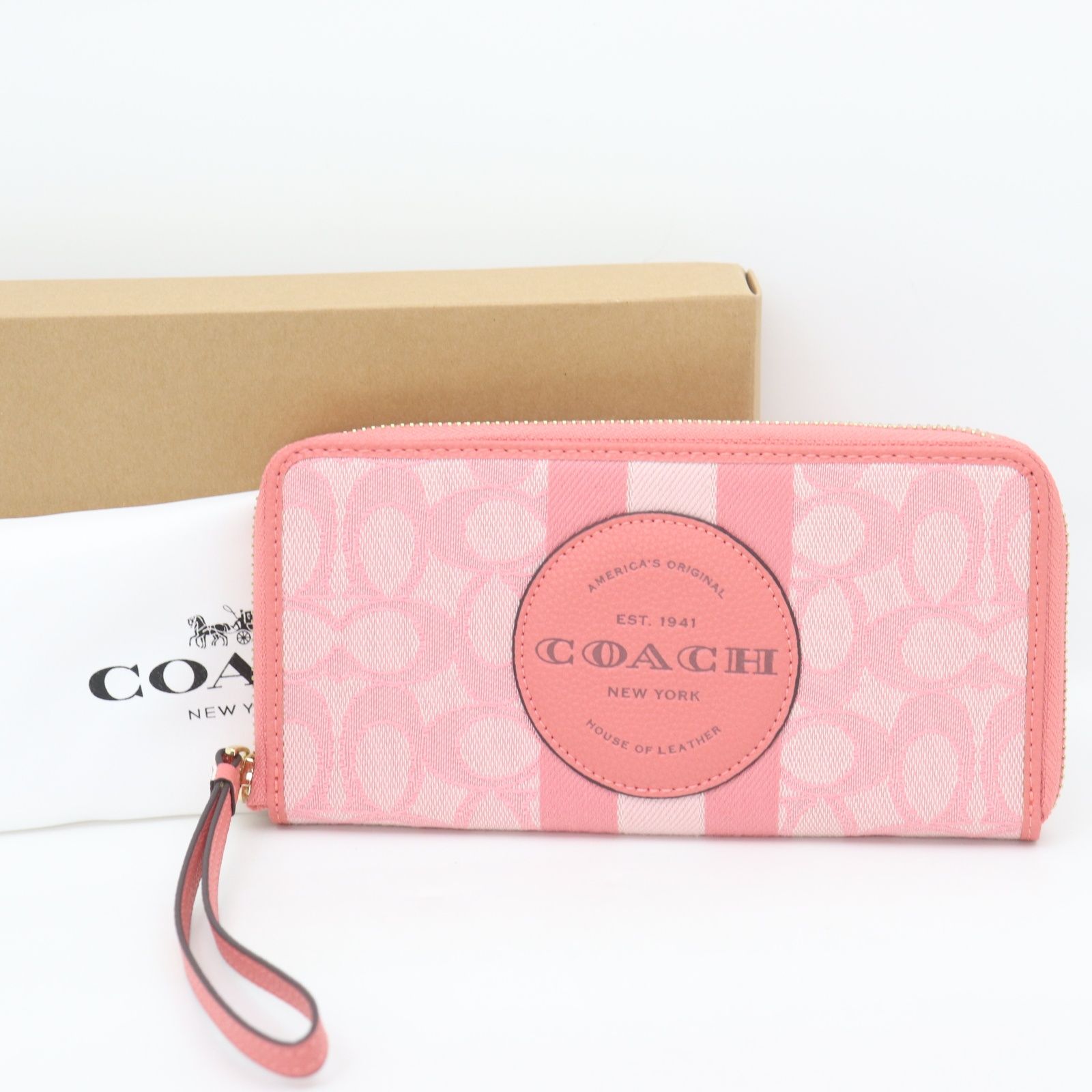 ピンク COACH コーチ 長財布 シグネチャー ラウンドファスナー新品未使用 COACH コーチ 財布 長財布 新作 新品 シグネチャー ラウンド