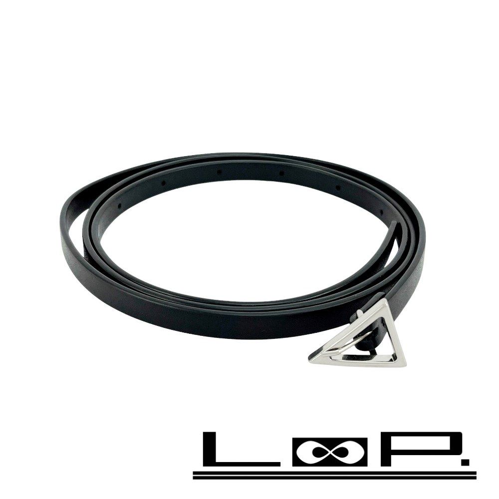 新同 ボッテガヴェネタ トライアングルナローベルト 三角 細ベルト レザー SV925 ブラック シルバー 449185 7