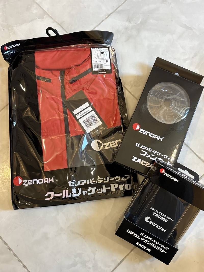 ゼノアバッテリーウェア クールジャケットPro ファンキット リチウムイオンバッテリー セット Mサイズ 赤