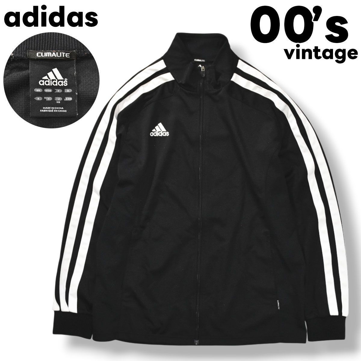 00s adidas 黒 トラックジャケット adidas アディダス トラックジャケット 古着 00s M 黒 13115