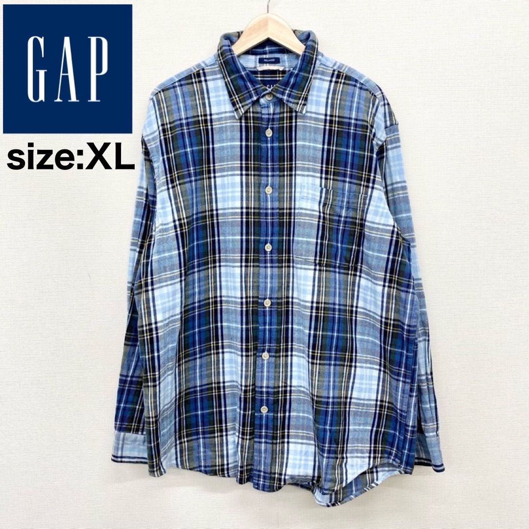 J.crew シャツ 長袖 XL チェック柄 ライトブルー 水色 USA古着 - シャツ