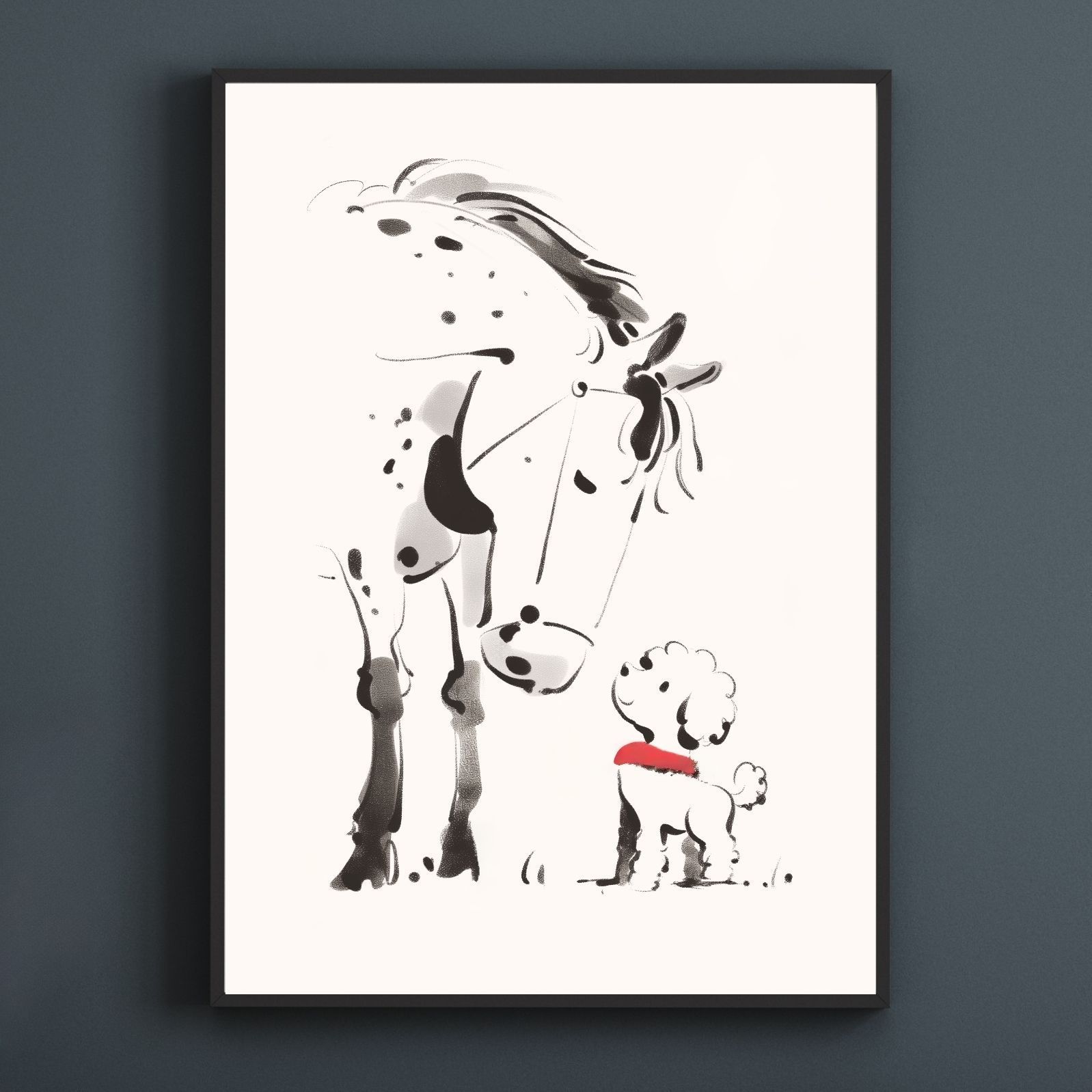 福寿 2026年 - プードル トイプードル犬 No.3 午年 馬 謹賀新年 賀正 新春 迎春 子犬 ペットロス うちの子 記念日 アートポスター 犬の絵 犬のイラスト ギフト プレゼント