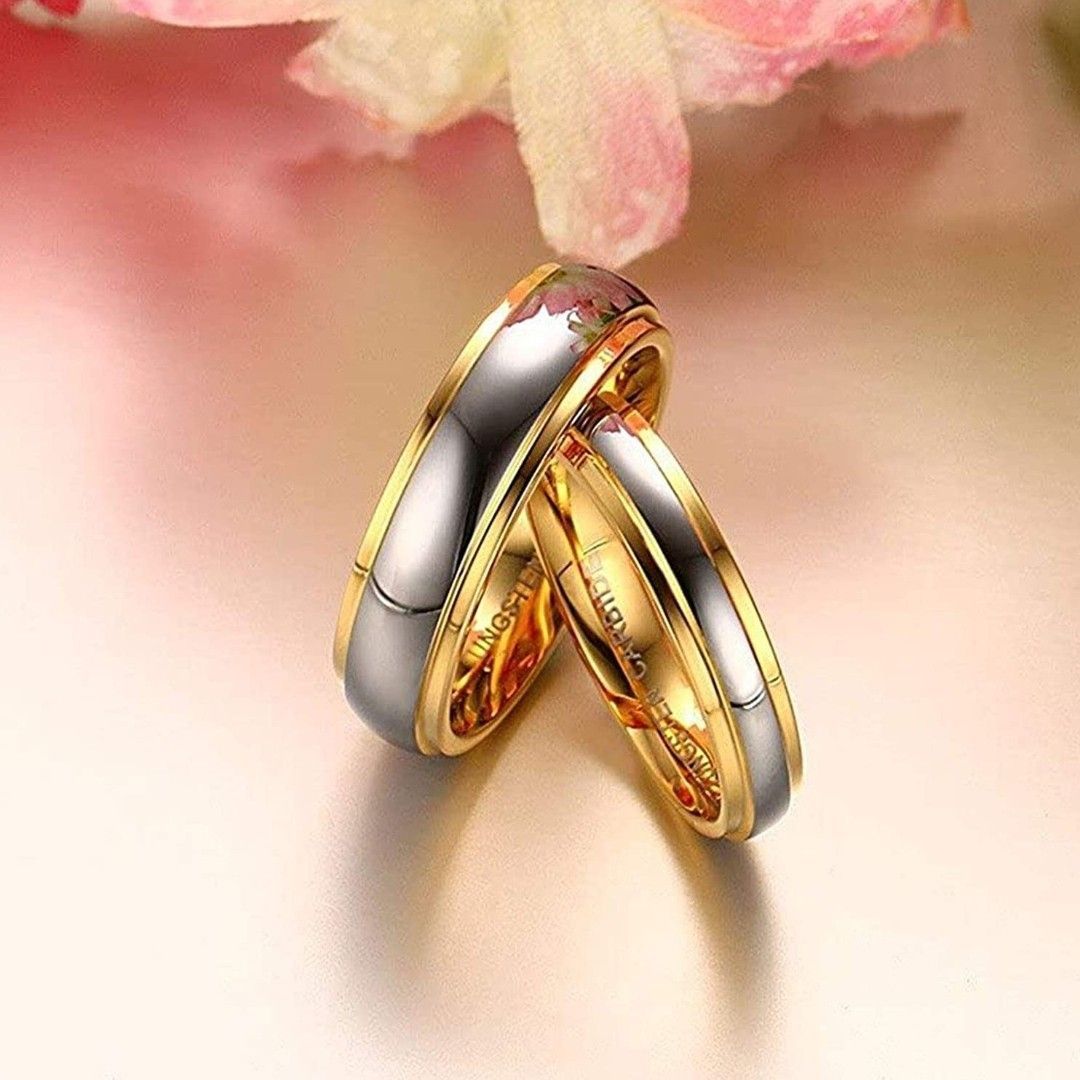 X947 ペアリング 結婚指輪 タングステン ゴールド レディース カップル X947 ペアリング 結婚指輪 タングステン ゴールド レディース