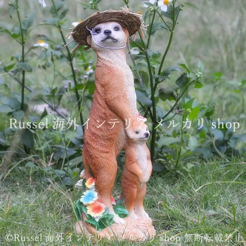 ガーデンオーナメント ミーアキャット 親子 樹脂 かわいい アニマル 動物 置物 ガーデンオブジェ ガーデニング 雑貨 ガーデン雑貨 ガーデンインテリア ガーデン インテリア 庭の装飾 お洒落 おしゃれ 4-7