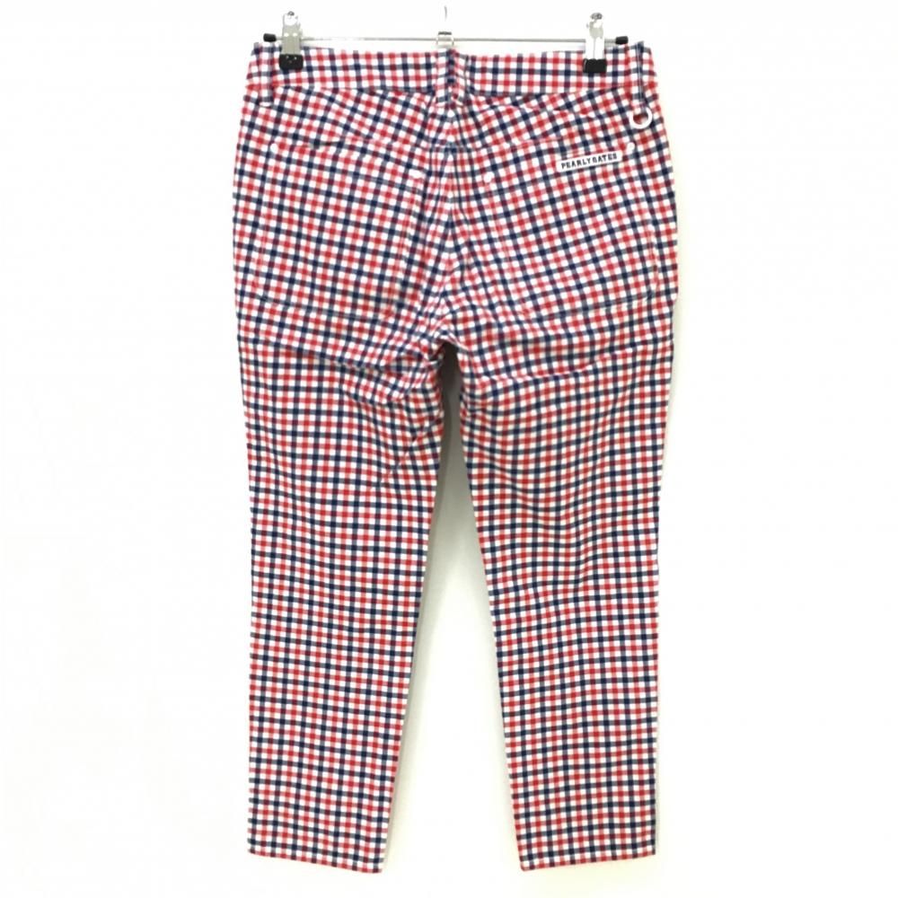 美品】PEARLY GATES パーリーゲイツ パンツ レッド×白 リンゴ柄