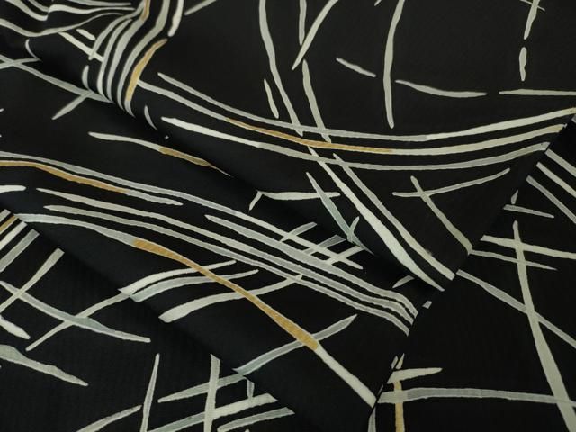 平和屋本店□極上 小紋 単衣 黒地 金彩 高島屋扱い 逸品 DZAA2959kh5