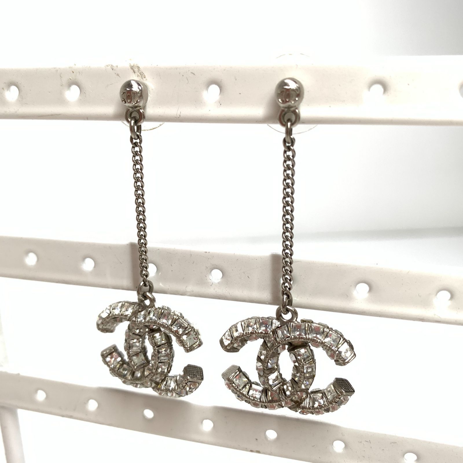 f001 B 良品 CHANEL シャネル ココマーク クリスタル スイング ピアス