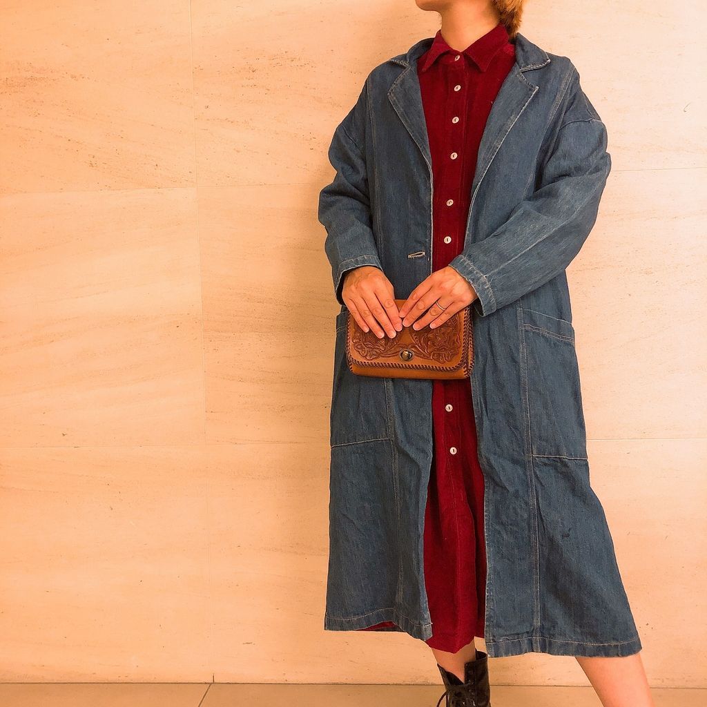 Freesize denim long coat