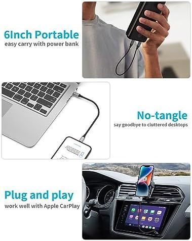 6インチ USB C - ライトニングケーブル ショート 0.5フィート 2パック USB C iPhone充電器 急速充電 MFi認証 ナイロン編組 Type C - Lightningコード iPhone14 13 12 11 P