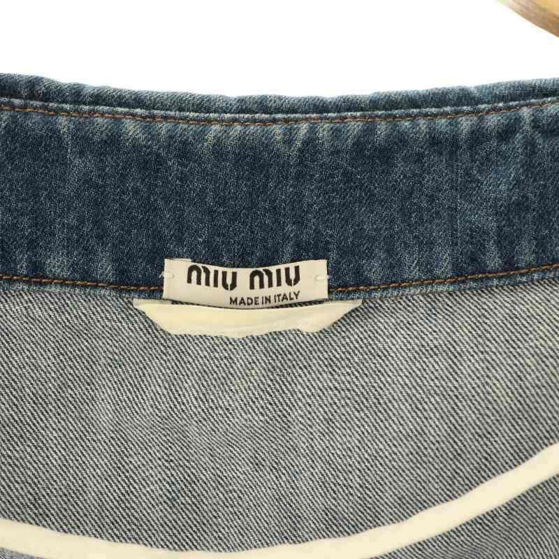 ミュウミュウ miumiu GWB046 ロゴプリント クロップドデニム
