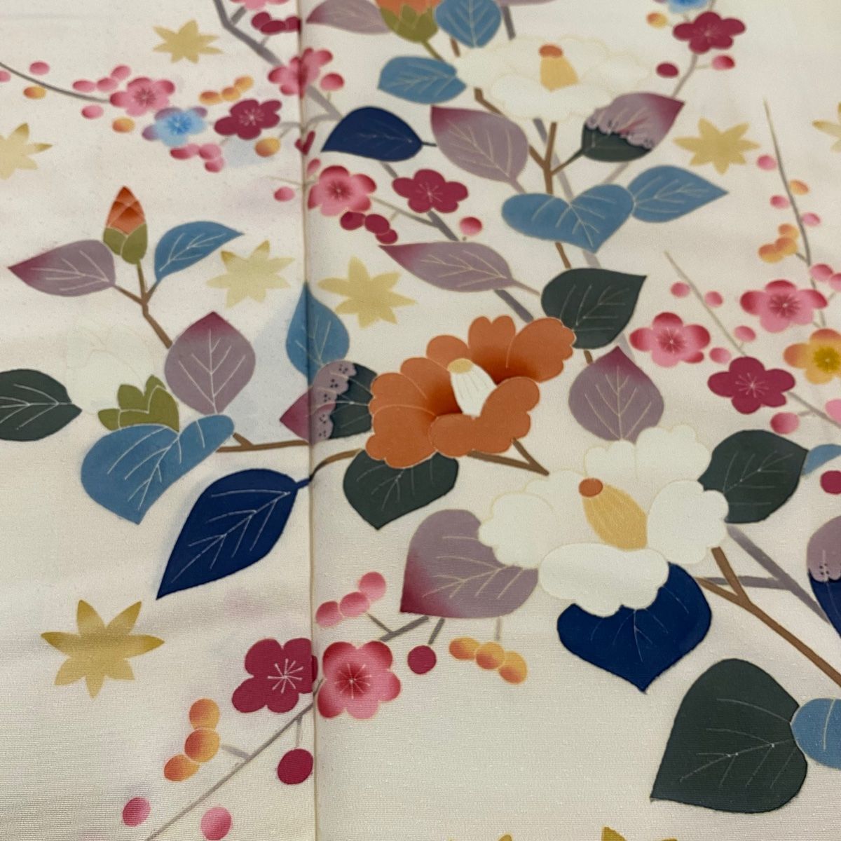 ☘️新品未使用*上質な長襦袢*雪輪花芝地紋*暈し染め*逸品*嬉しいロング丈♡ 付下げ 身丈157.5cm 裄丈63cm S 袷 南克治 落款あり 枝梅 椿