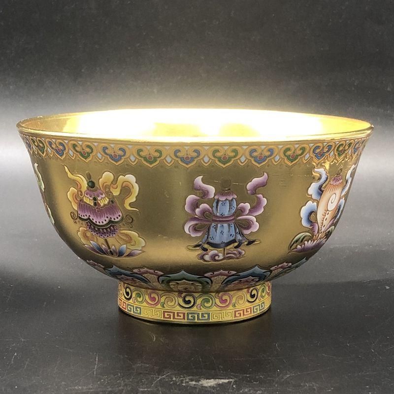 銅器 鎏金碗 吉祥八宝碗 色絵法宝碗 装飾品 工芸品 美術品 置物 銅器 ?金碗 吉祥八宝碗 色絵法宝碗 装飾品 工芸品 美術品 置物