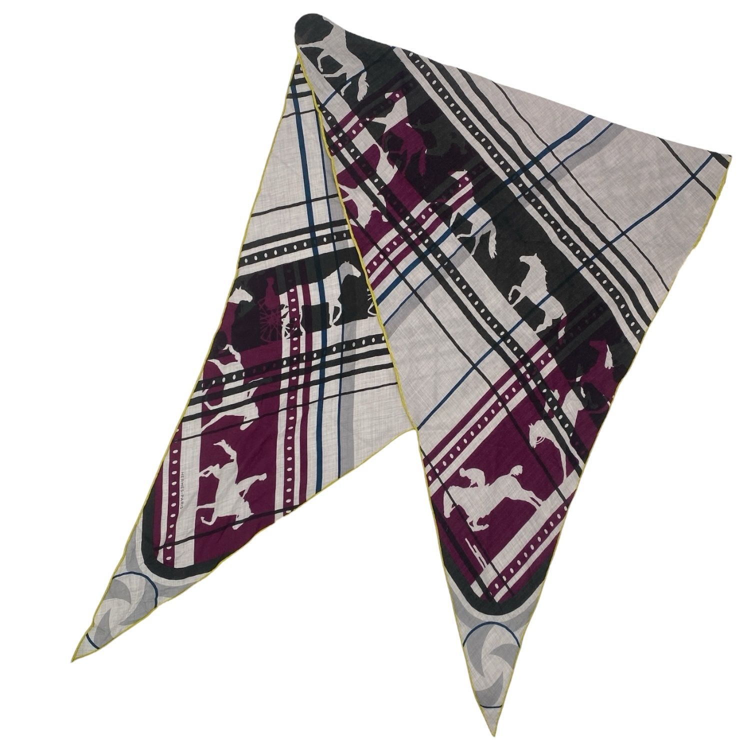 HERMES エルメス ロサンジュ ひし形 スカーフ レッド系 カシミア