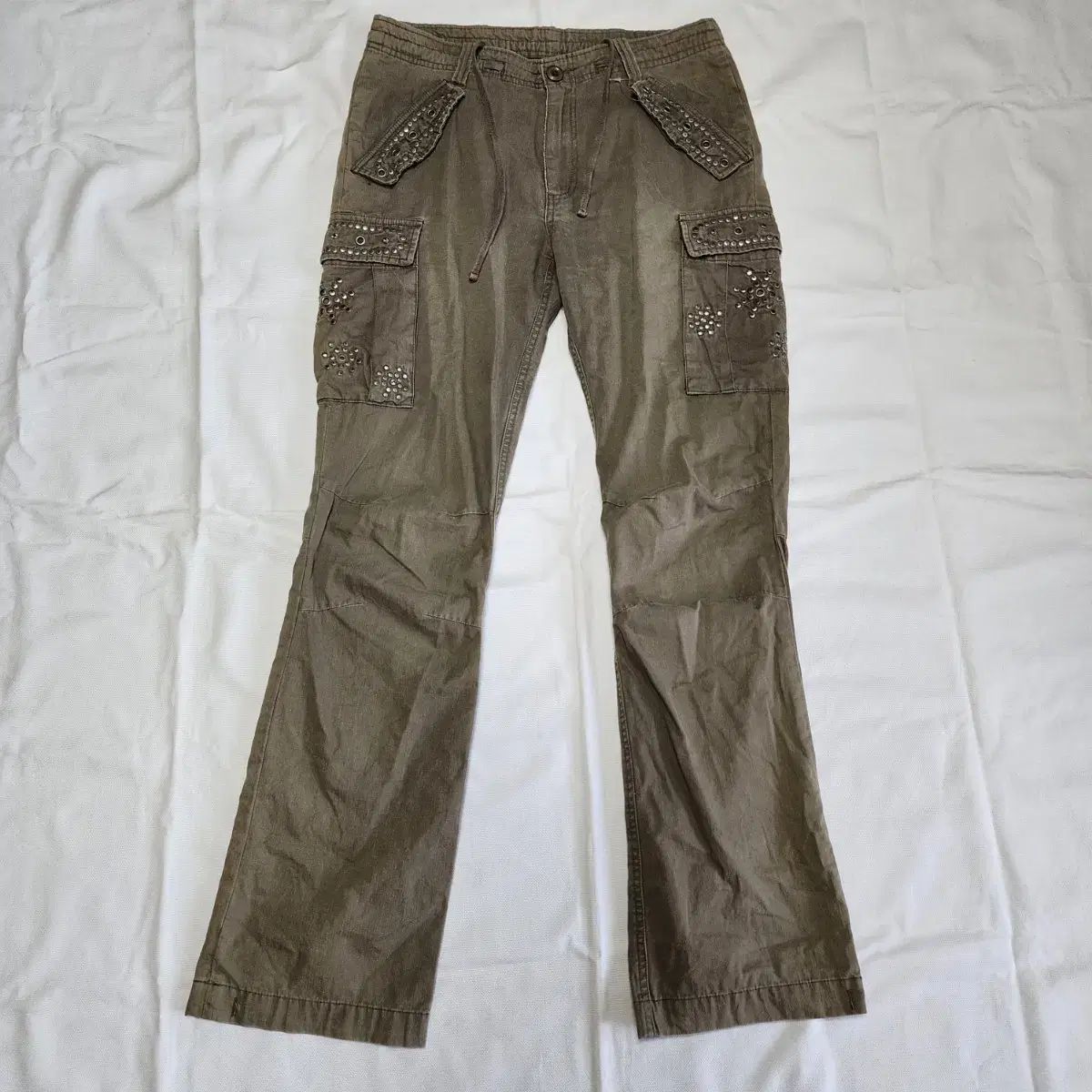 Japan Vintage Y2k スタッズ セミ ブーツカット カーゴパンツ