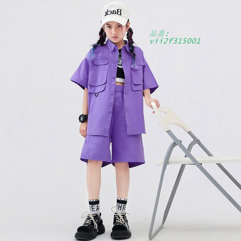 キッズ ダンス衣装 半袖シャツ ハーフパンツ トップス 派手 女の子