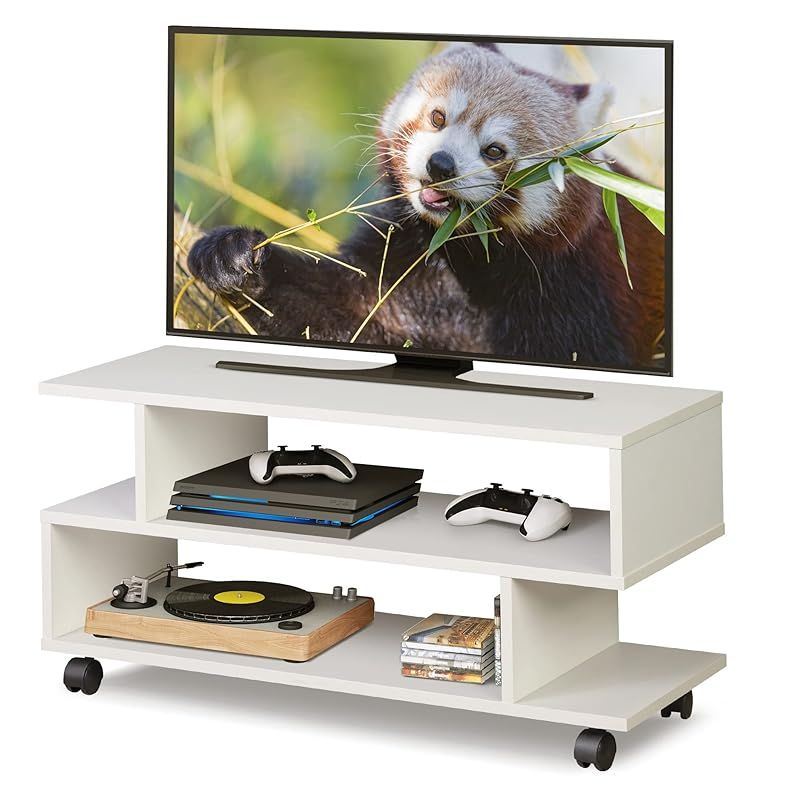 WLIVE テレビ台 テレビボード ローボード キャスター付き 幅80×奥行30×高さ39cm 24-37V対応 キャスター外しても利用可能 ロータイプ AV機器対応 コンパクト 組立簡単 ホワイト 1