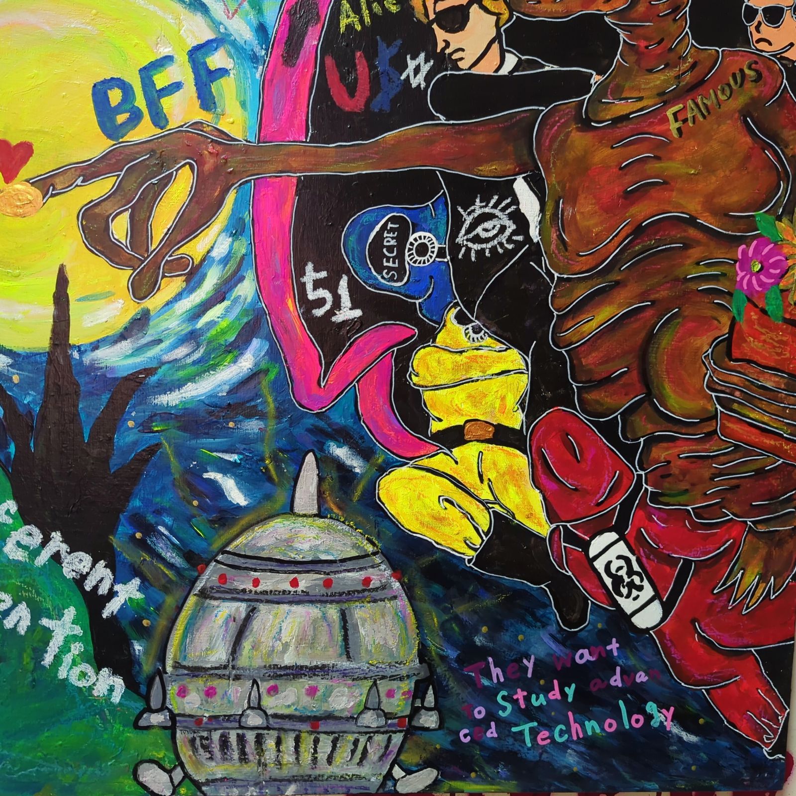 【インパクトアート/F30号】Famous Alien-エリア51の実験台へ- インパクトアート/F30号】Famous Alien-エリア51の実験台へ-《都市伝説