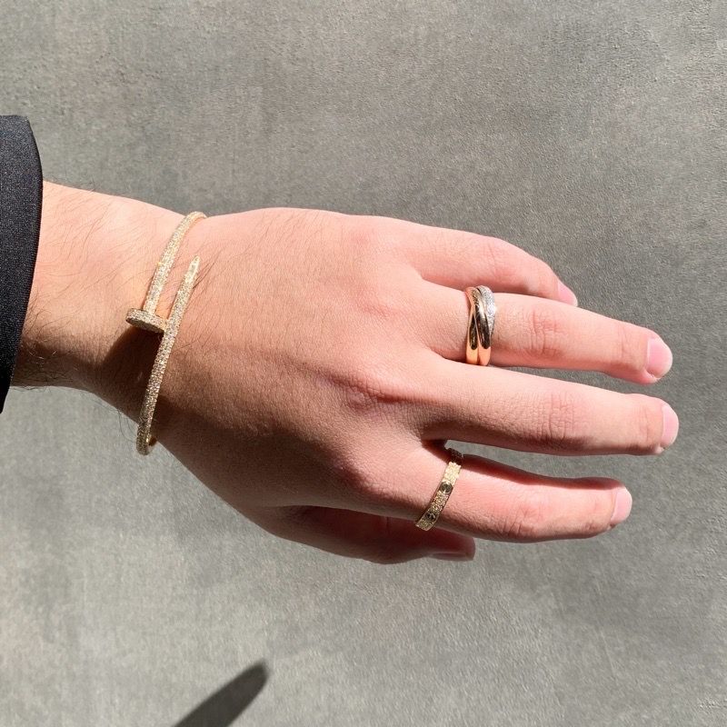 仕上済 カルティエ ミニラブリング 17号 YG ダイヤ 17 57 K18YG レディース リング 指輪 CARTIER