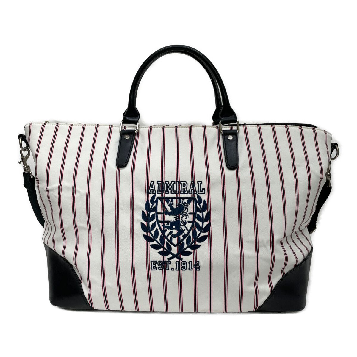 Admiral - coco 中古 アドミラルゴルフ Admiral Golf ボストンバッグ ホワイト 白 トートバッグ ストライプ柄 アウトレット ショップ 通販スポーツ - 中古 アドミラルゴルフ