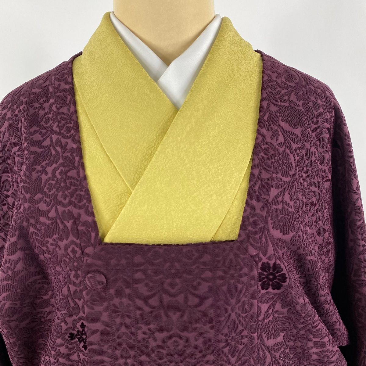 道行 身丈106cm 裄丈64cm M 和装コート 角衿 桜 鱗 ふし ぼかし 青紫 