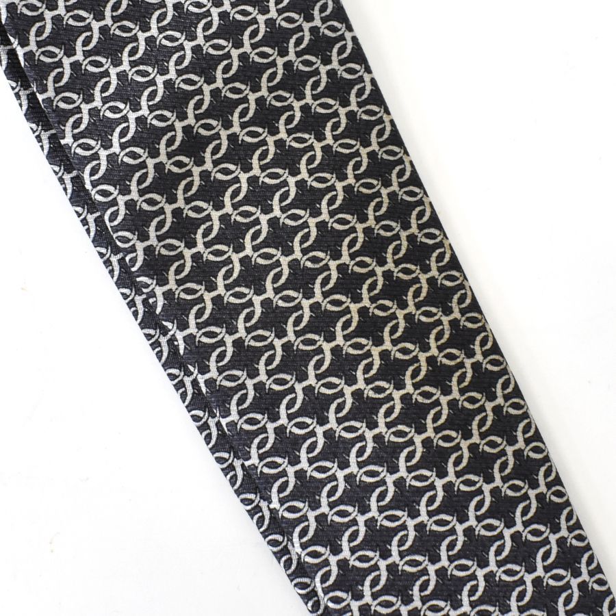 エルメス ネクタイ ネイビー 小紋柄 エルメス HERMES ジャカードシルク