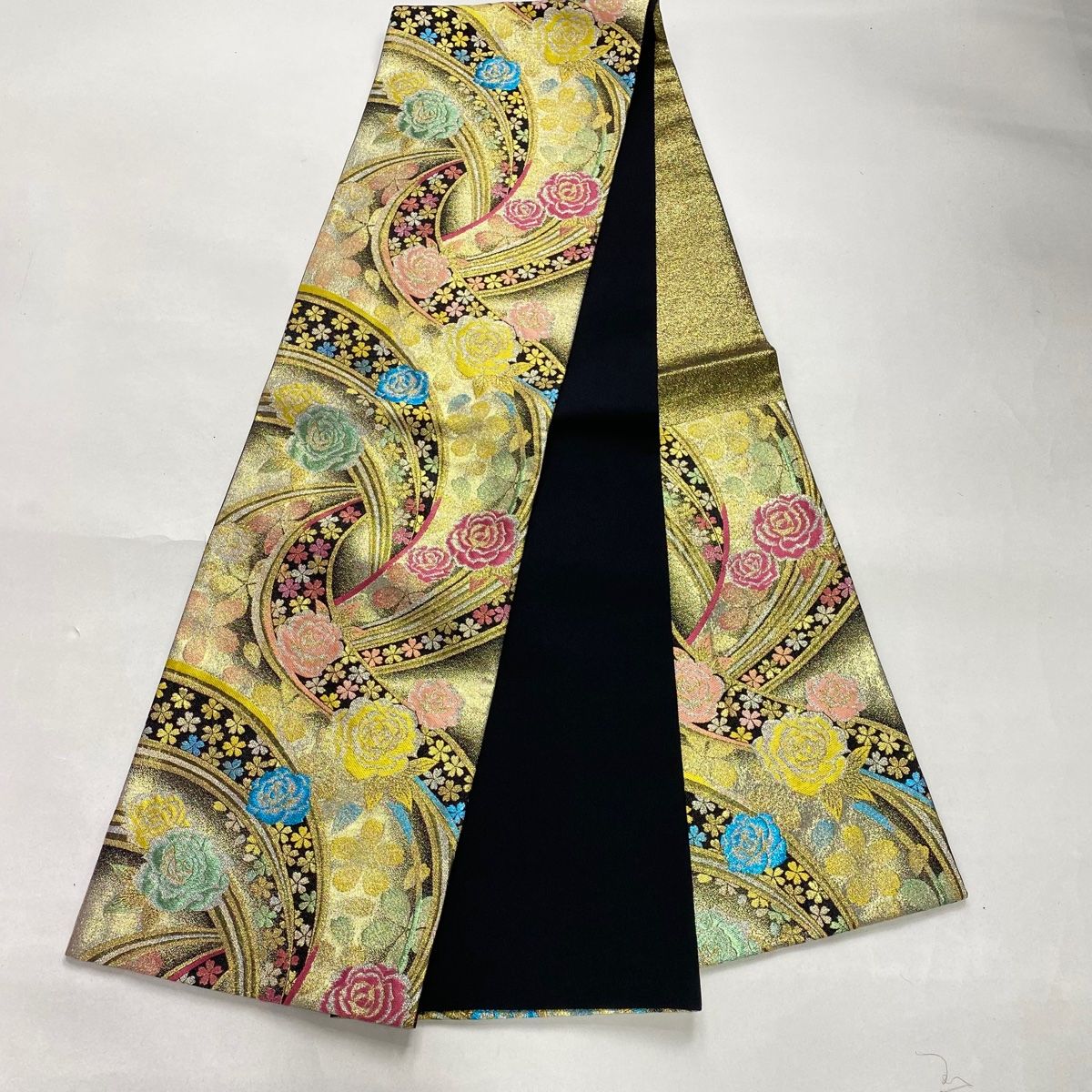 振袖 身丈165.5cm 裄丈68.5cm L 袷 袋帯フルセット 草花 リボン 銀通し