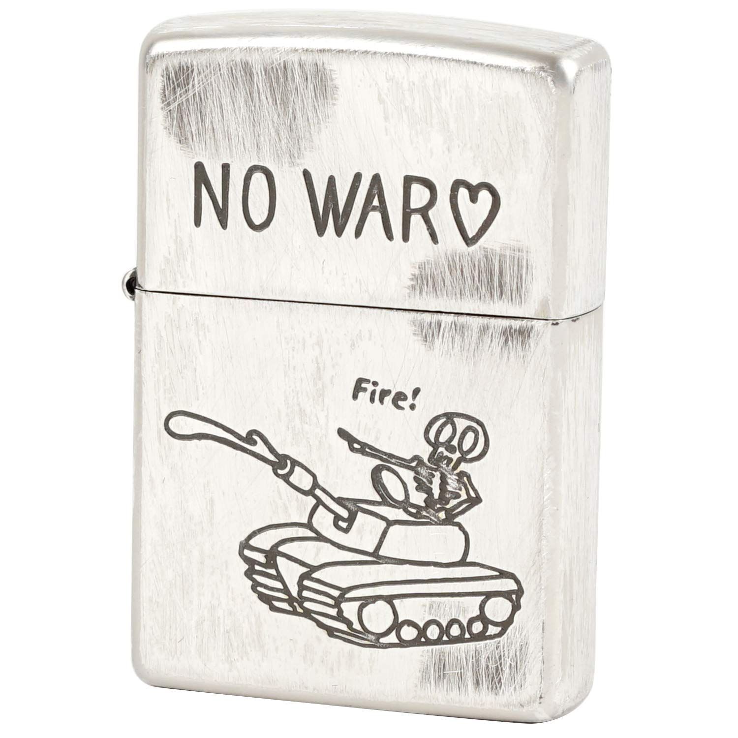 ZIPPO(ジッポー) ライター シルバー ユーズド フィニッシュ ファニースカル エッチング 2UDS-NOWAR