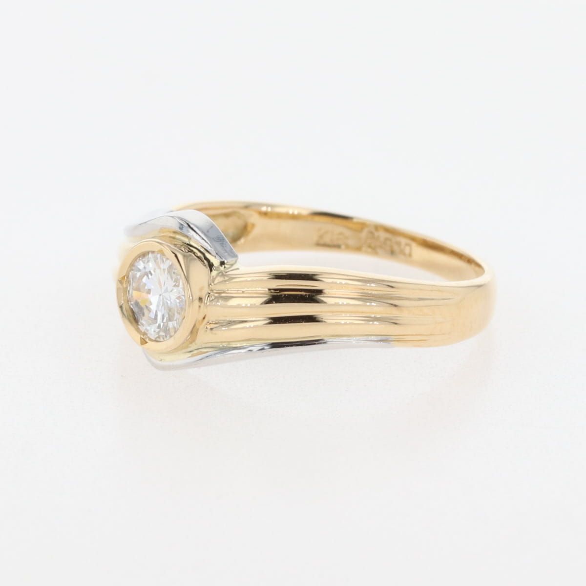 ダイヤモンド デザインリング YG イエローゴールド プラチナ 指輪 リング 11号 K18 Pt900 ダイヤモンド レディース