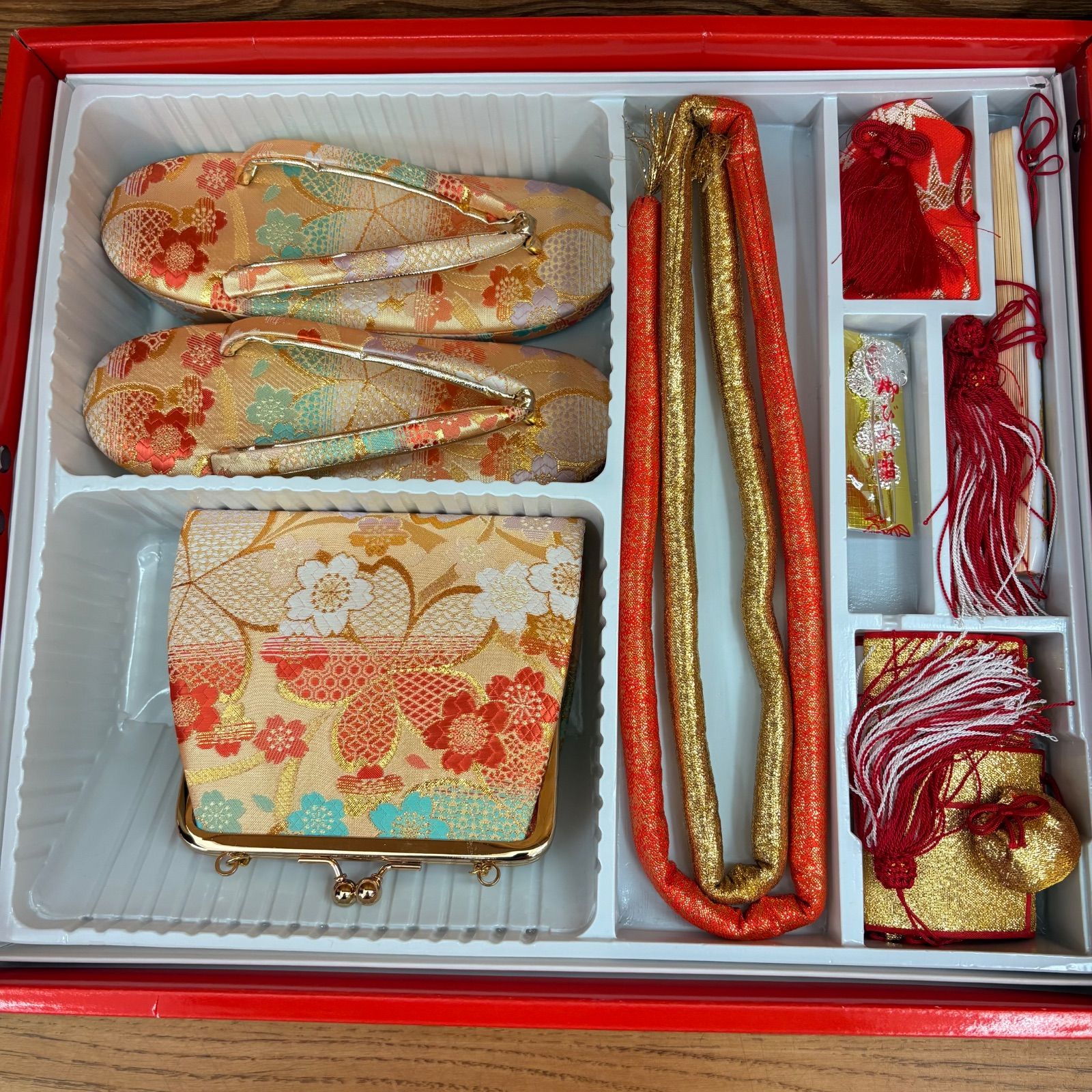 七五三 着物小物セット 箱せこ 帯 帯揚げ 草履 しごき等10点セット