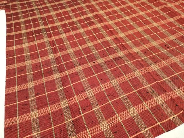 平和屋着物▽希少 ざざんざ織 伊兵衛織 単衣 格子 正絹 逸品 AAAM4298ck