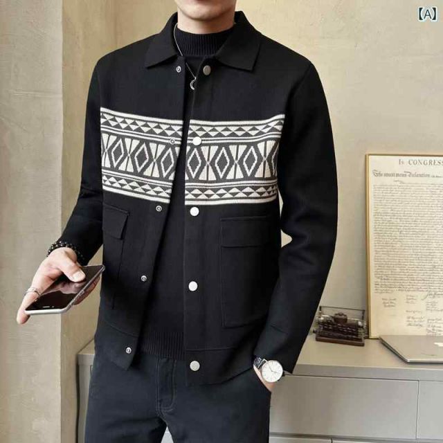 ヨガ 秋冬 コーデ メンズ 服 シンプル ファッション オシャレ 大人 かっこいい 大きいサイズ ストリート 紳士服 カラー ブロック ニット ジャケット カジュアル ハイエンド カーディガン セーター 最安価に挑戦!